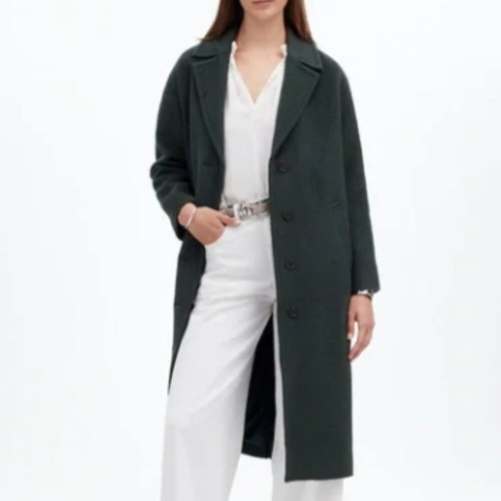 Madewell Alonzo Coat in Emerald Boucle, Alpaca Wool, size Small